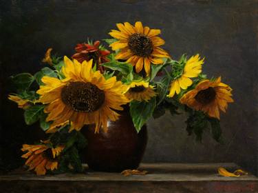 Sunflowers in a jug thumb