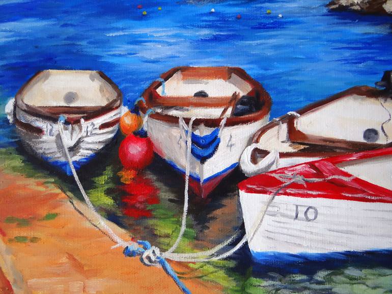 Original Realism Boat Painting by Janet Carson