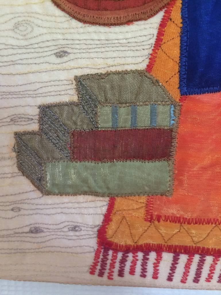 Original Folk Cats Collage by Wendy Early Textile Art