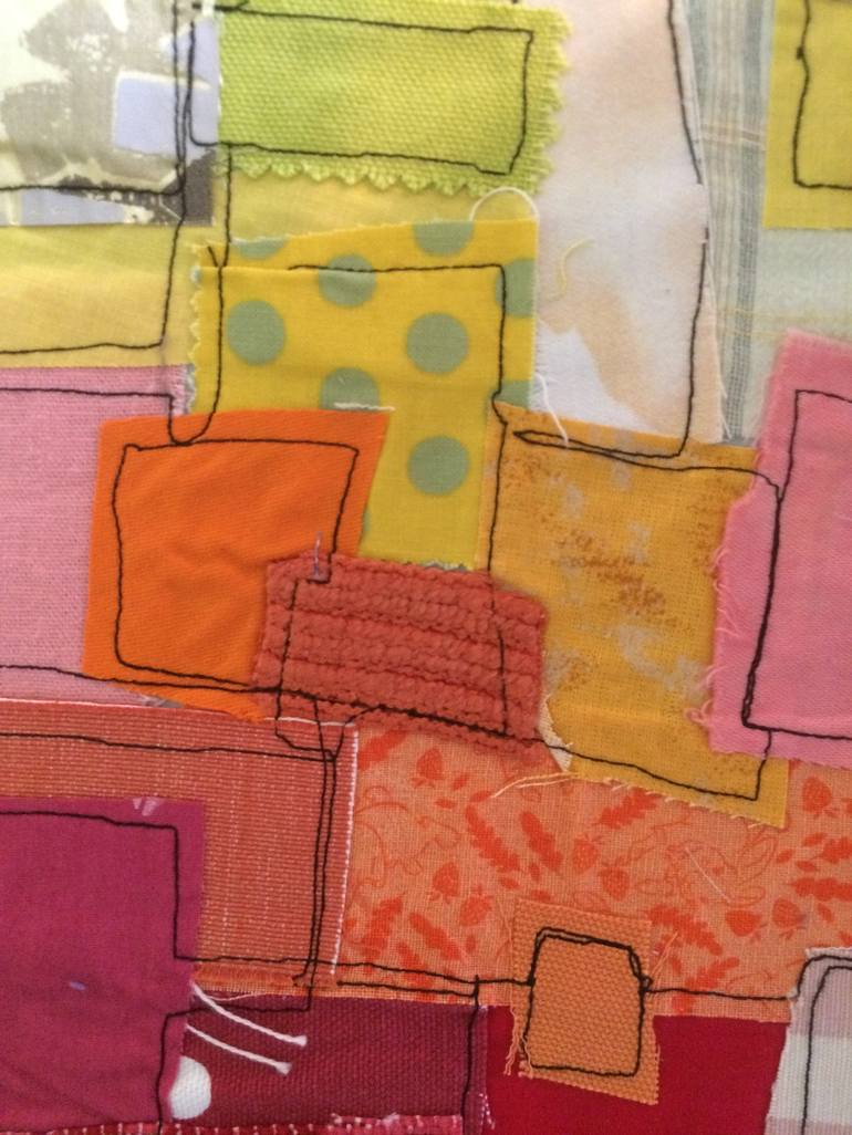 Original Cubism Abstract Collage by Wendy Early Textile Art