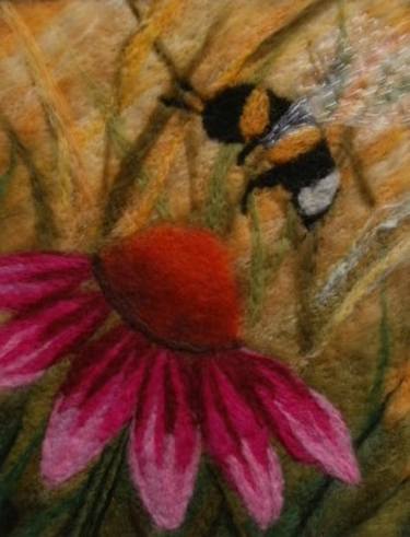 The Flight Of The Bumblebee Felted Textile Art thumb