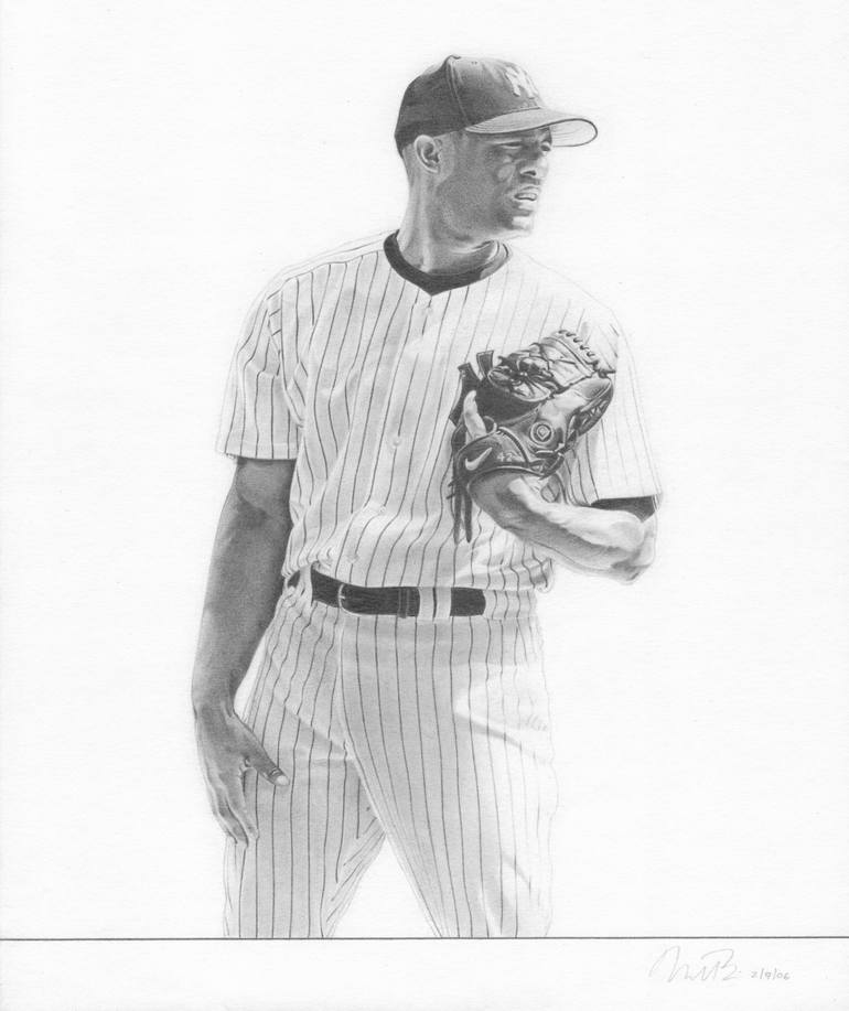 Mariano Rivera Drawing by Michael Price