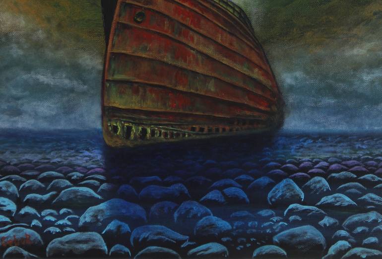 Original Surrealism Ship Painting by Serguei Borodouline