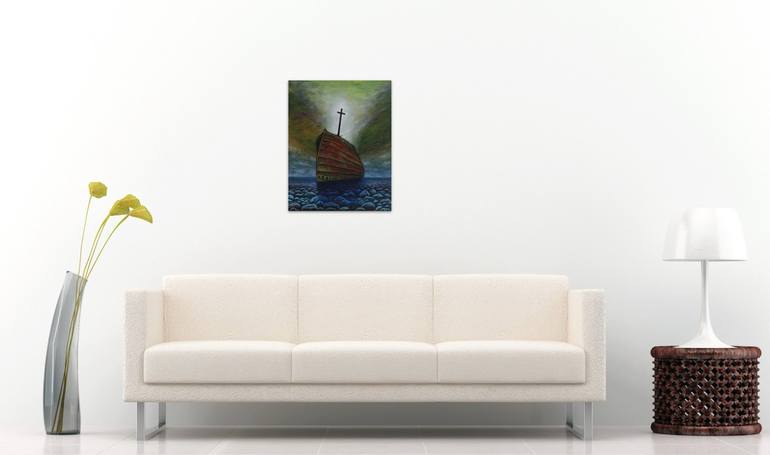 Original Surrealism Ship Painting by Serguei Borodouline