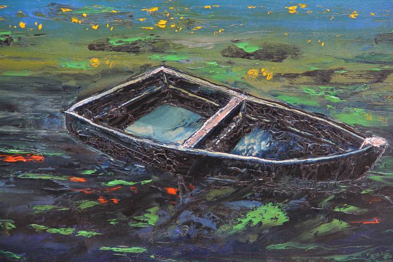 Original Impressionism Boat Painting by Serguei Borodouline