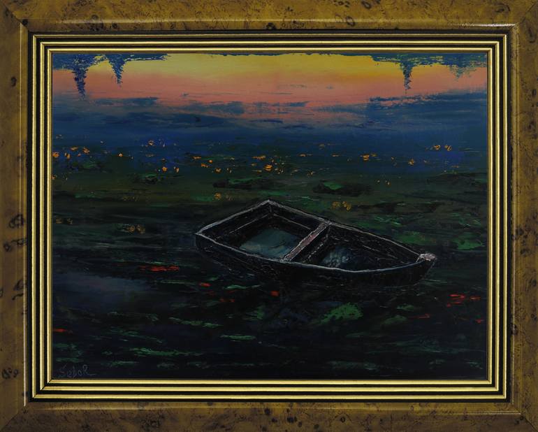 Original Impressionism Boat Painting by Serguei Borodouline