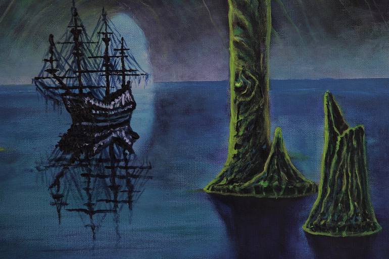 Original Surrealism Boat Painting by Serguei Borodouline