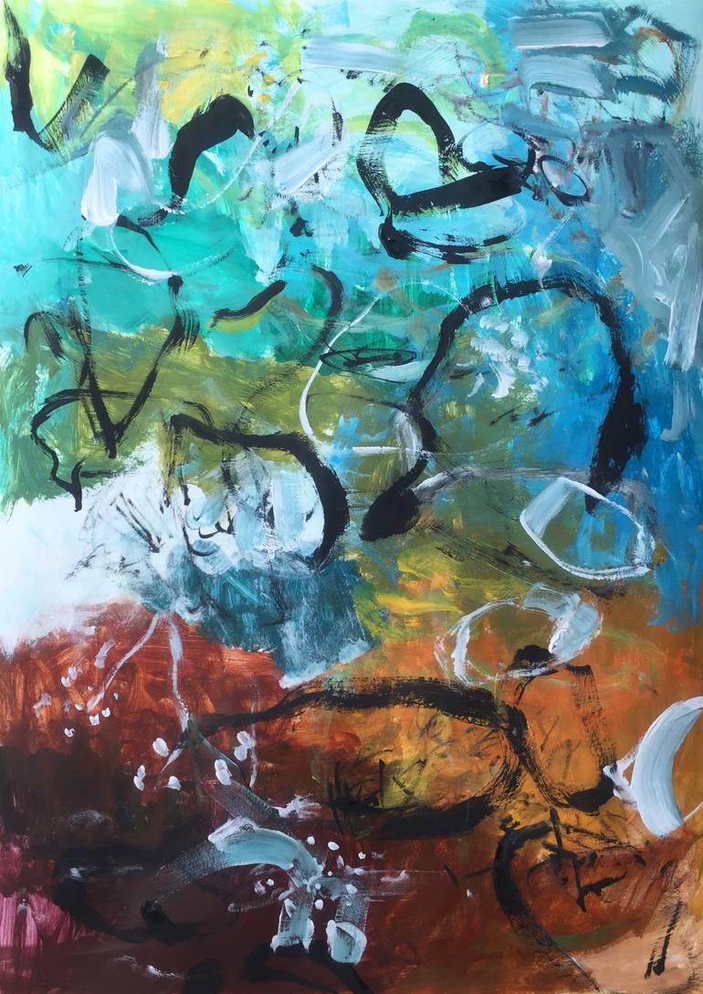 Original Abstract Expressionism Abstract Painting by Christel Haag