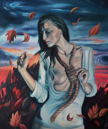 Original Surrealism Mortality Painting by Balogh Zoltán