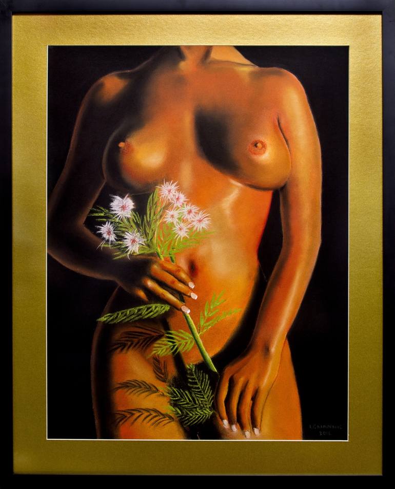 Original Art Deco Nude Painting by Yannis Lamprakis