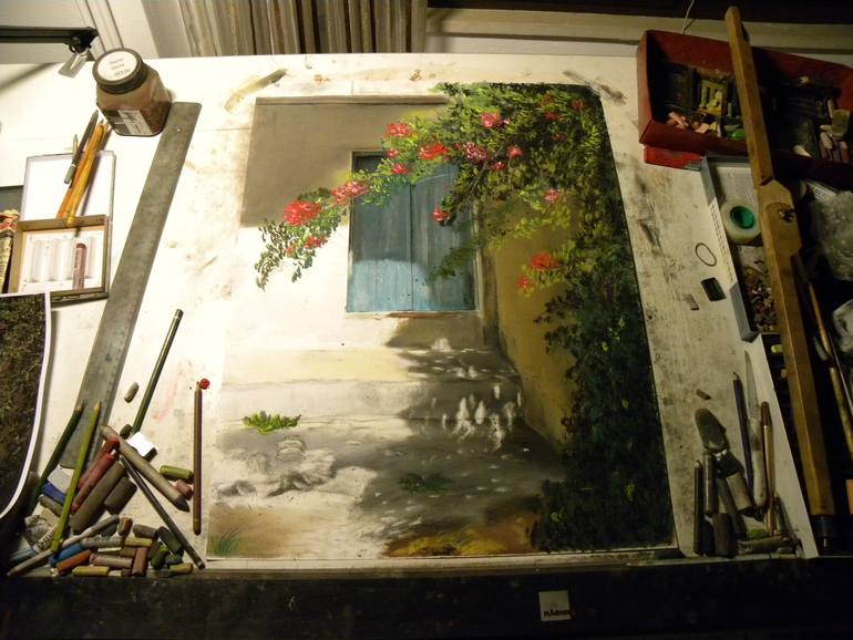 Original Art Deco Rural Life Painting by Yannis Lamprakis