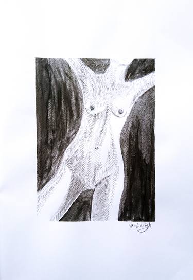 Print of Expressionism Nude Drawings by Van Lanigh