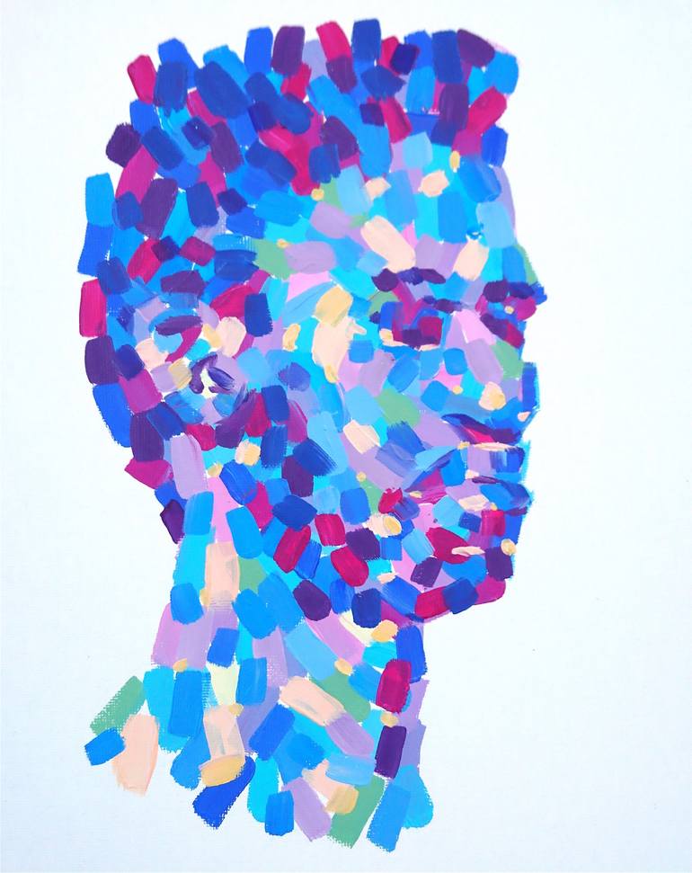 Original Abstract Men Painting by Van Lanigh