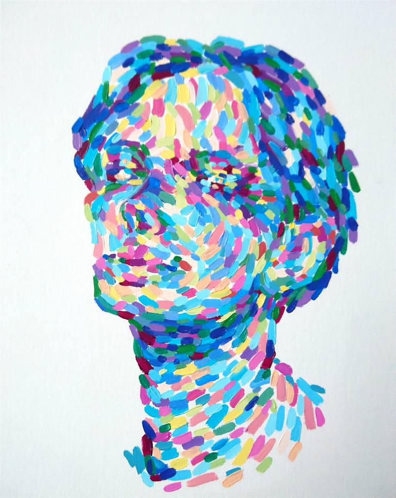 Original Abstract Men Painting by Van Lanigh