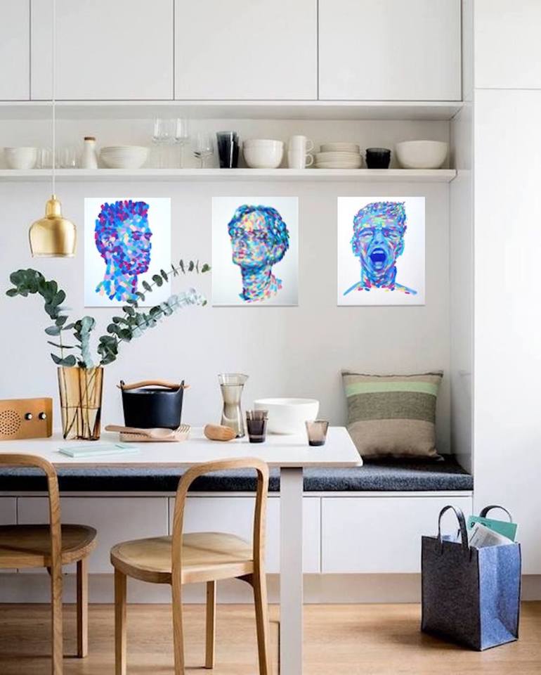 Original Abstract Men Painting by Van Lanigh