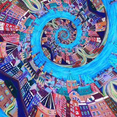 Print of Surrealism Cities Mixed Media by Van Lanigh