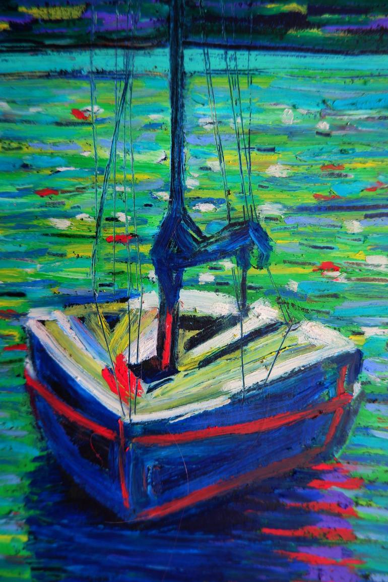 Original Sailboat Painting by Van Lanigh