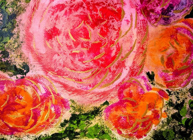 Original Abstract Floral Painting by Katy Tackes