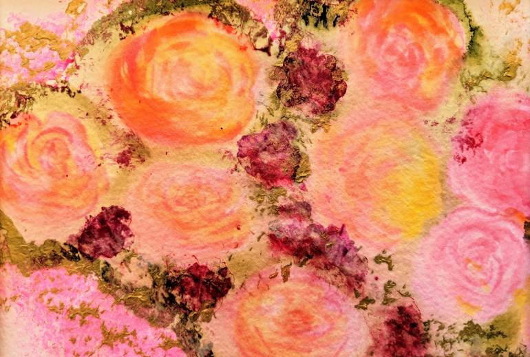 Original Floral Painting by Katy Tackes | Abstract Art on Paper | Les Petites Roses - The Little Roses