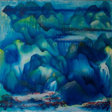 Original Art Nouveau Landscape Painting by Xie Tianzi