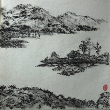 Print of Art Deco Landscape Drawings by Xie tianzi