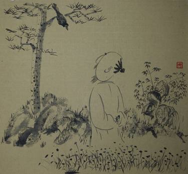 Original Art Deco Botanic Drawings by Xie tianzi
