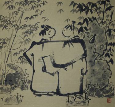 Original Art Deco People Drawings by Xie tianzi