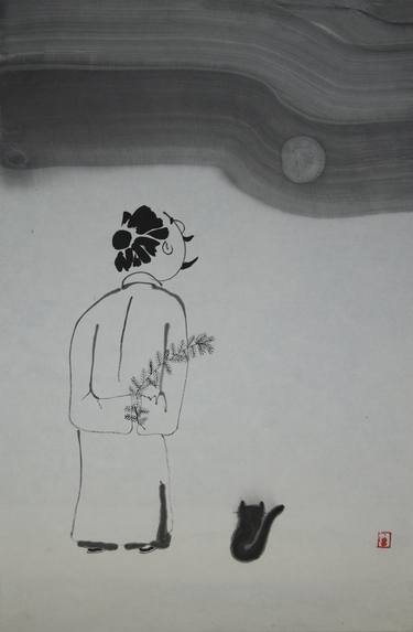 Print of Art Deco Cats Drawings by Xie tianzi