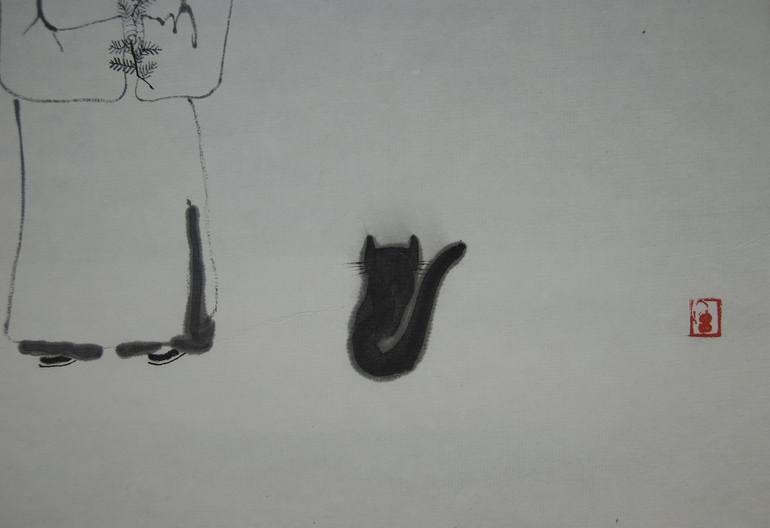 Original Cats Drawing by Xie tianzi
