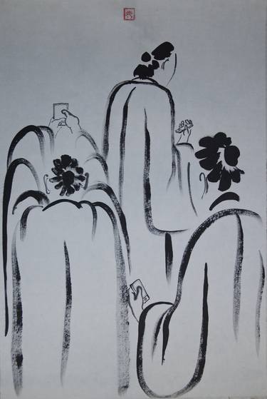 Original Art Deco People Drawings by Xie tianzi