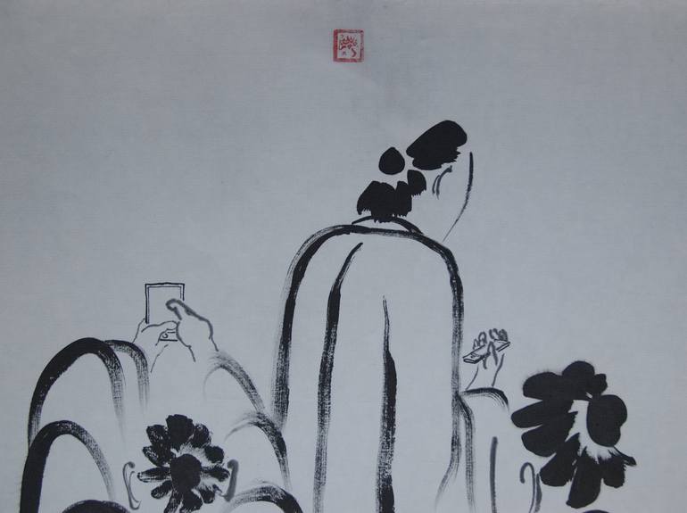 Original Art Deco People Drawing by Xie tianzi