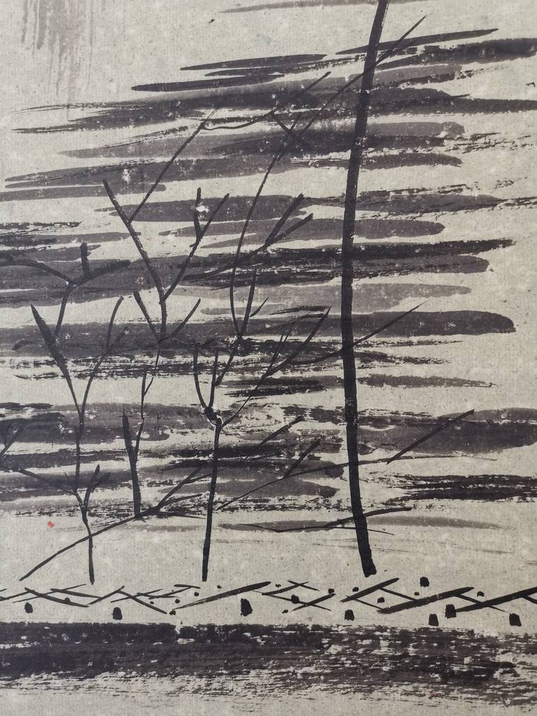 Original Abstract Expressionism Nature Drawing by Xie Tianzi