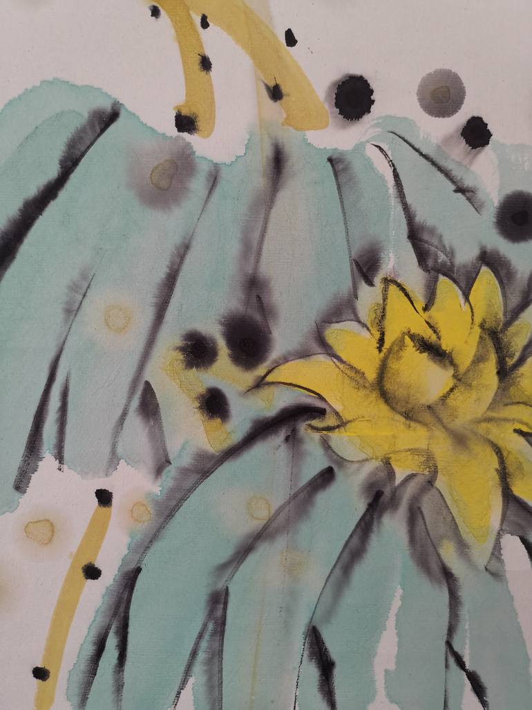 Original Abstract Expressionism Floral Drawing by Xie Tianzi