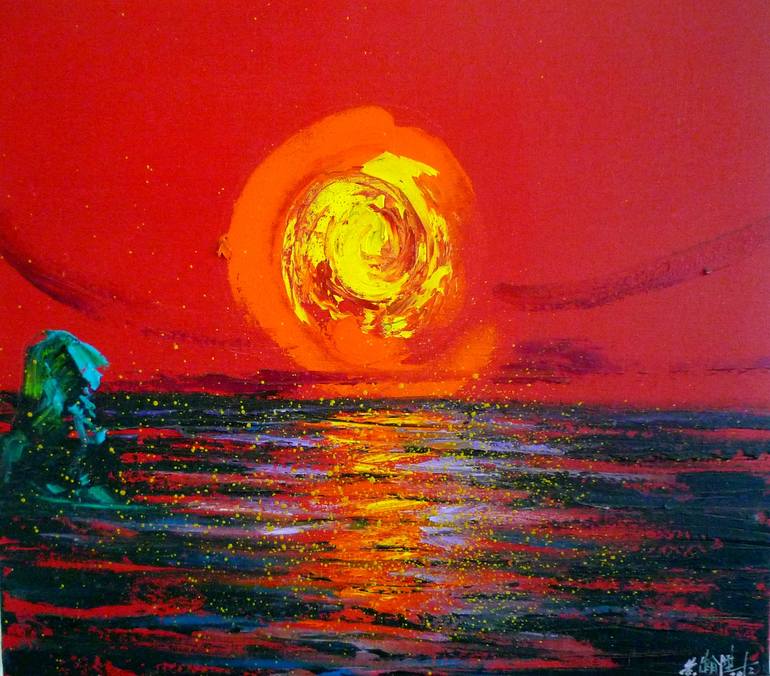 Orange Sunset by Taiche Acrylic Art