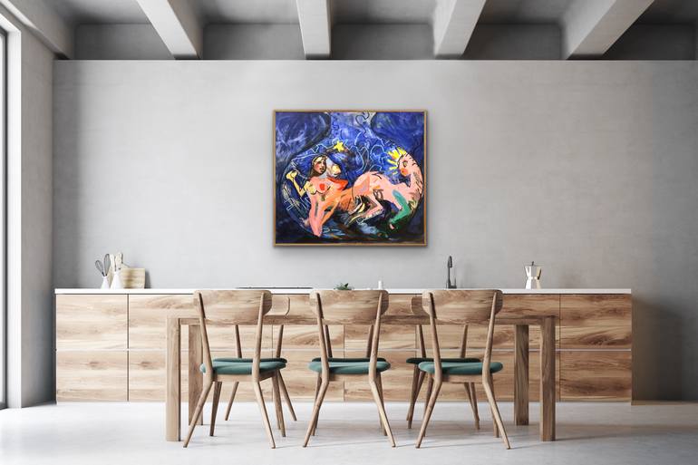Original Expressionism People Painting by Athena Anastasiou