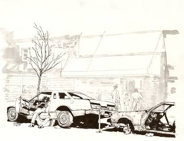 Original Street Art Automobile Drawings by Aaron Birk