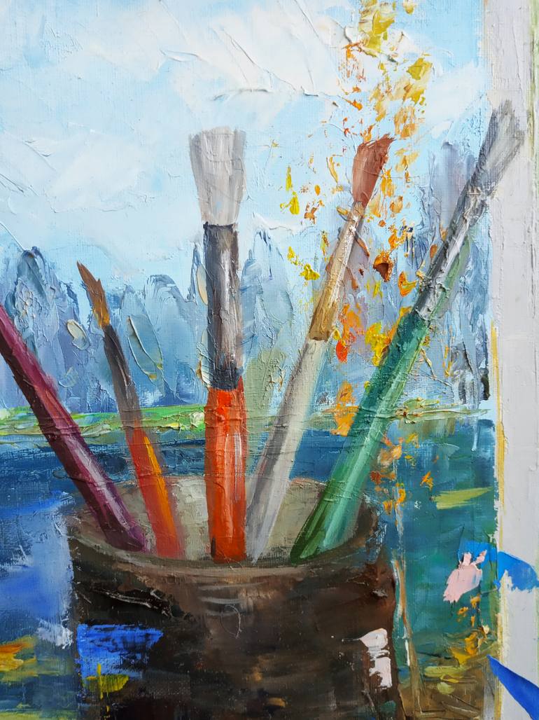 Original Impressionism Still Life Painting by Olga Aksamitnaya