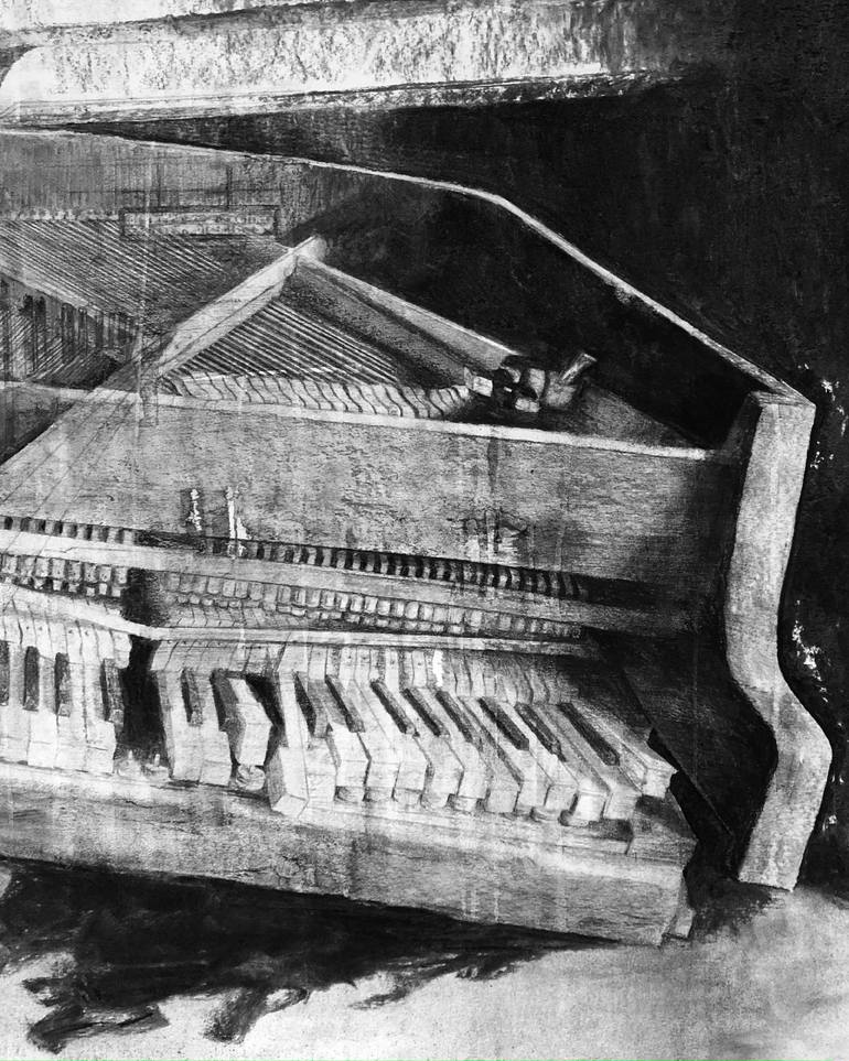 Original Black & White Landscape Drawing by Bianca Yespica
