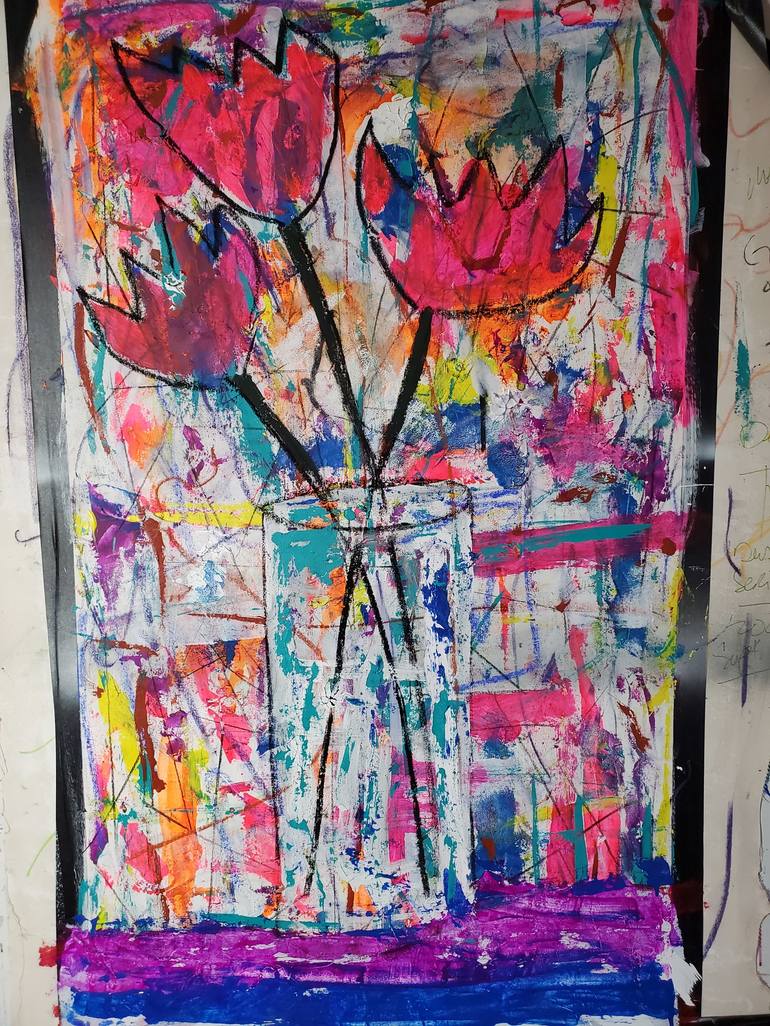 Original Pop Art Floral Painting by Sona Mirzaei