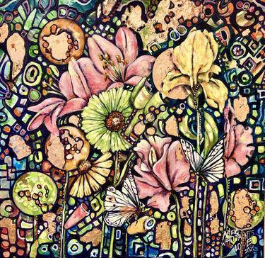 Original Abstract Floral Paintings by Anda Bieza