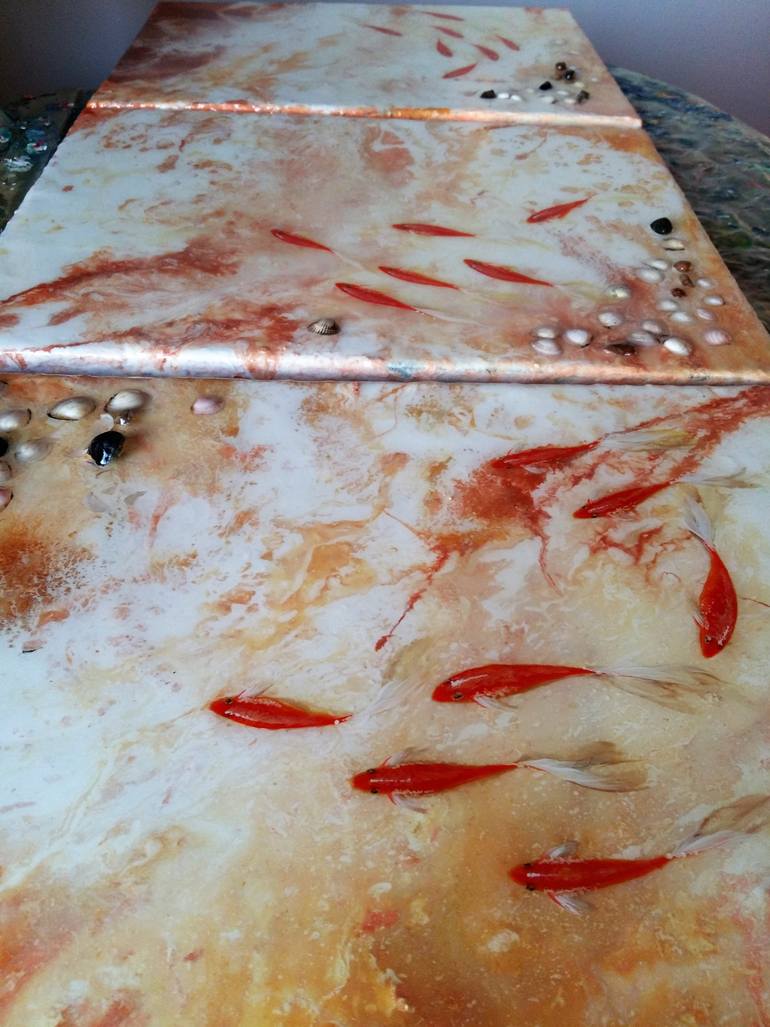 Original Abstract Fish Painting by Anda Bieza