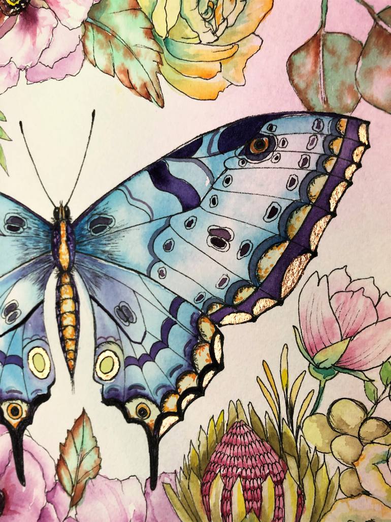 Original Abstract Floral Painting by Anda Bieza