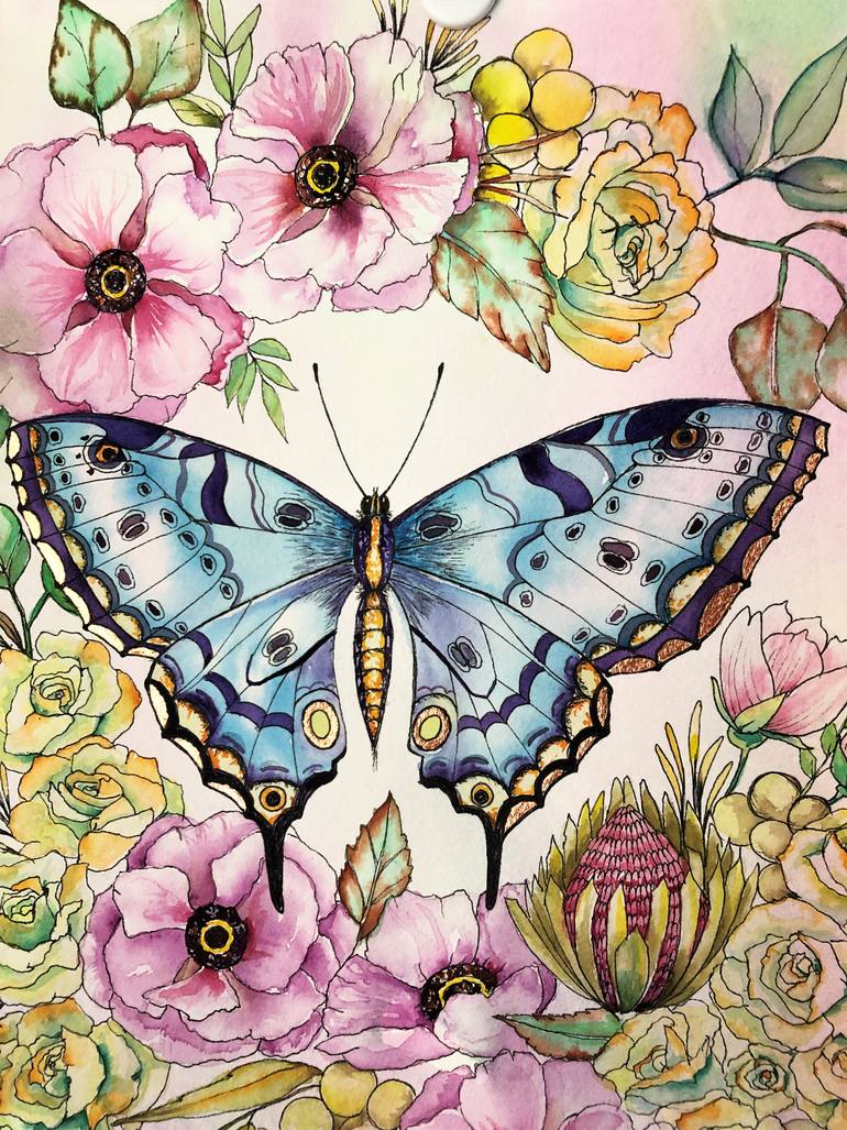 Original Abstract Floral Painting by Anda Bieza