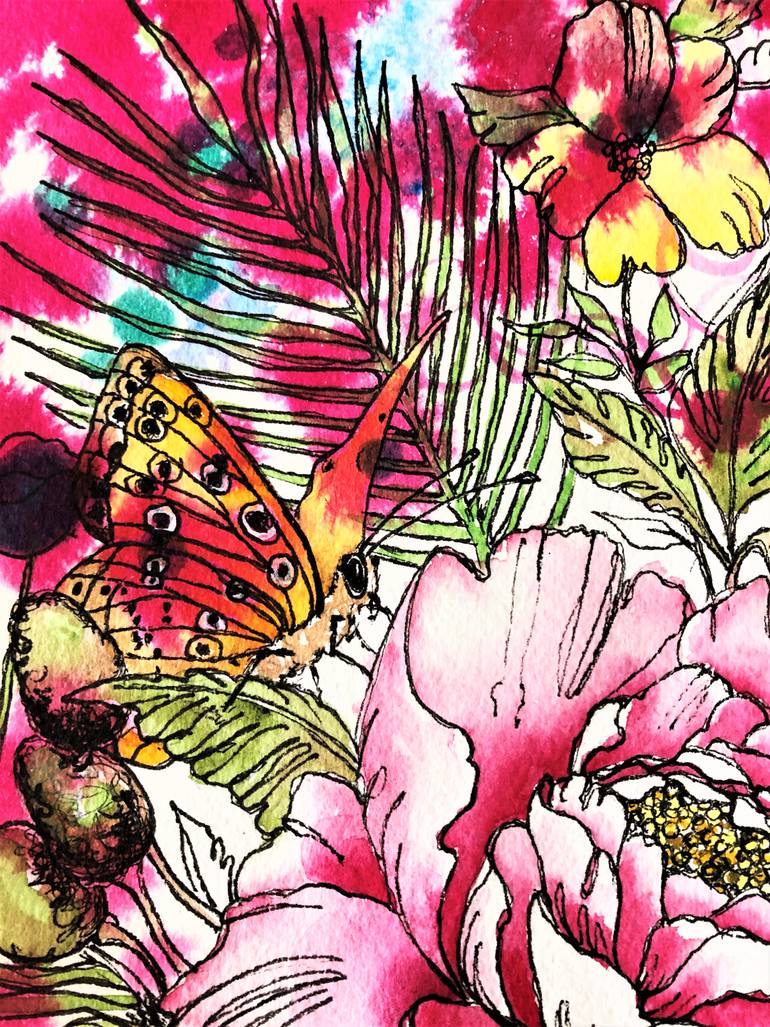 Original Abstract Floral Painting by Anda Bieza
