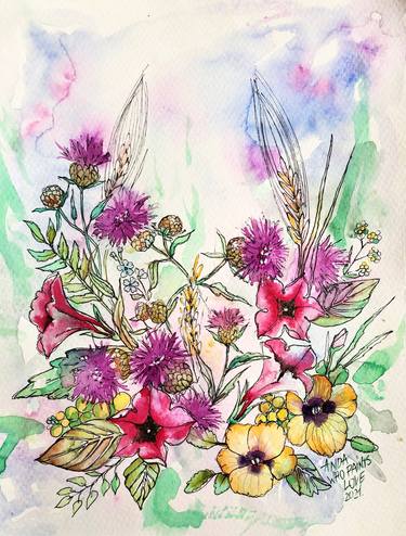 Print of Fine Art Floral Paintings by Anda Bieza