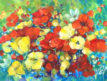 Original Modern Floral Paintings by Anda Bieza