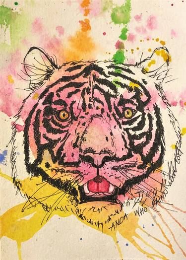Saatchi Art Artist Anda WhoPaintsLove; Paintings, “My pinky tiger” #art