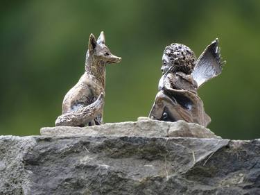Little Prince and Fox bronze statuette thumb