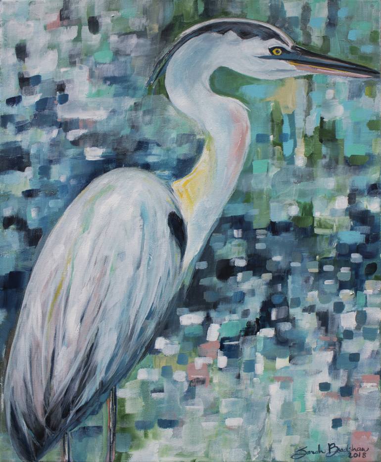 Blue Heron Painting by Sarah Bradshaw | Saatchi Art