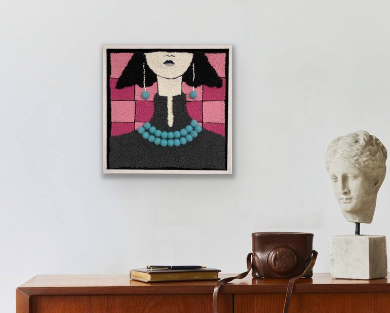 Original Abstract Geometric Mixed Media by Maria Rogers